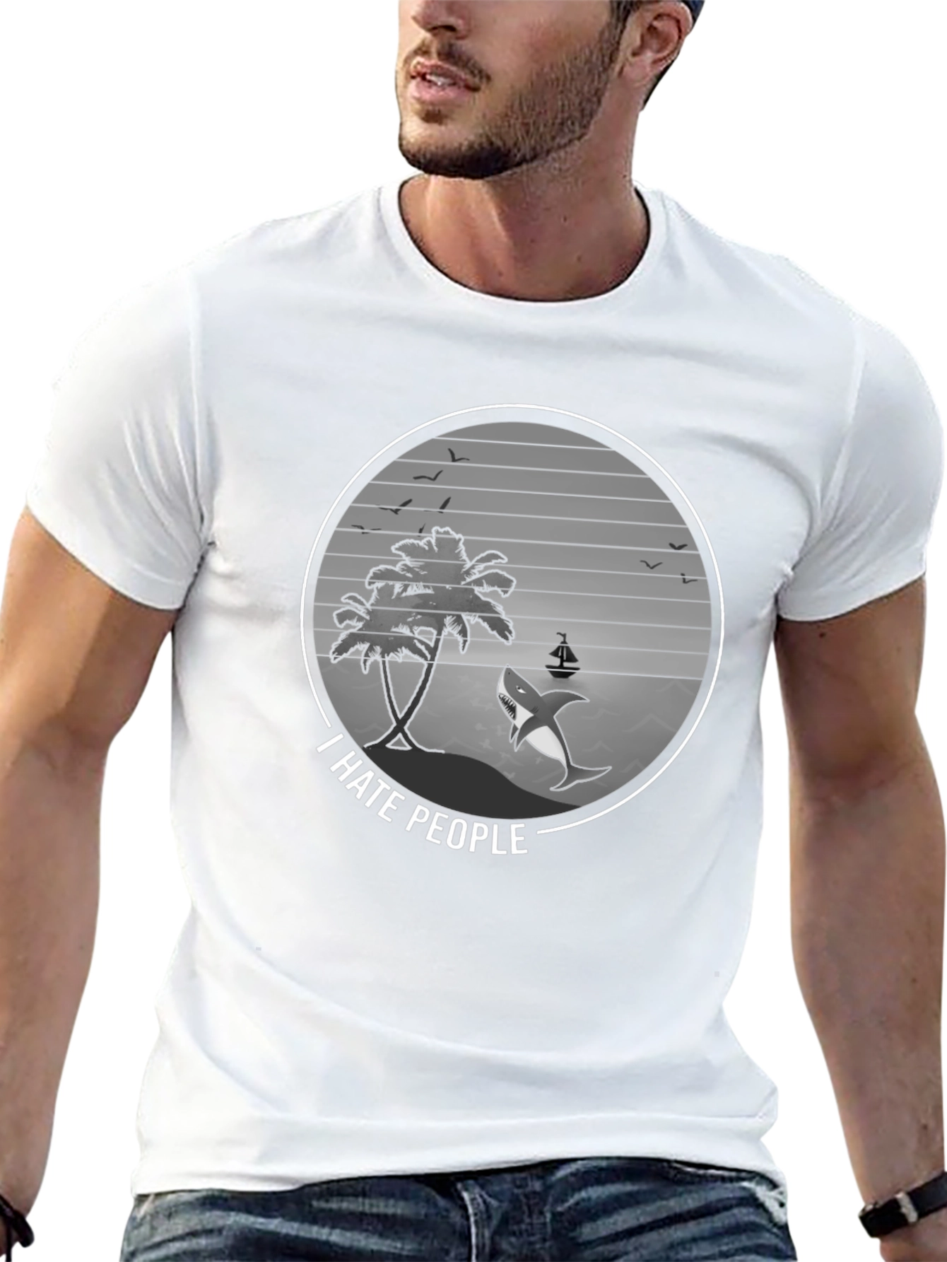 I Hate People Shark Graphic Tee - Beach Vibes