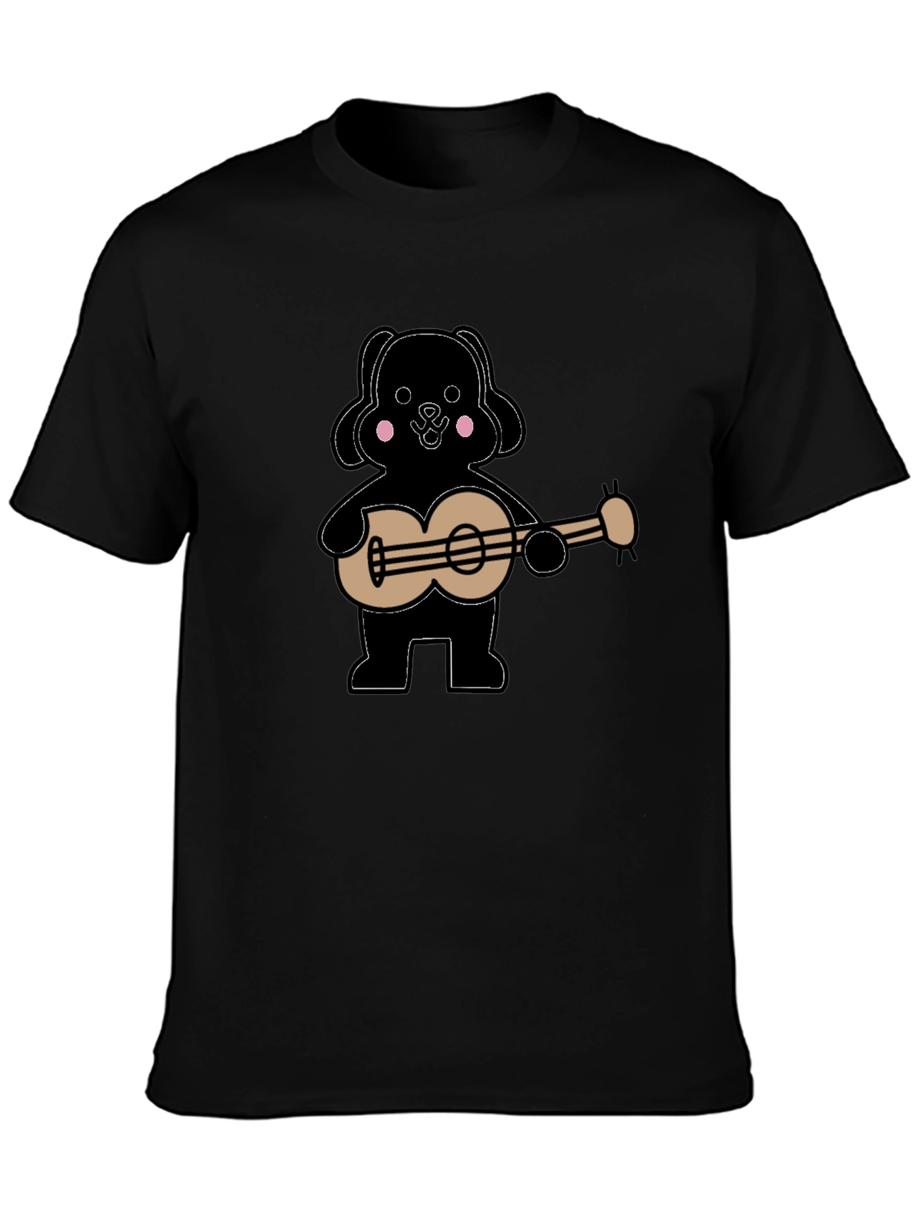 Dog Playing Guitar Graphic Tee - Black