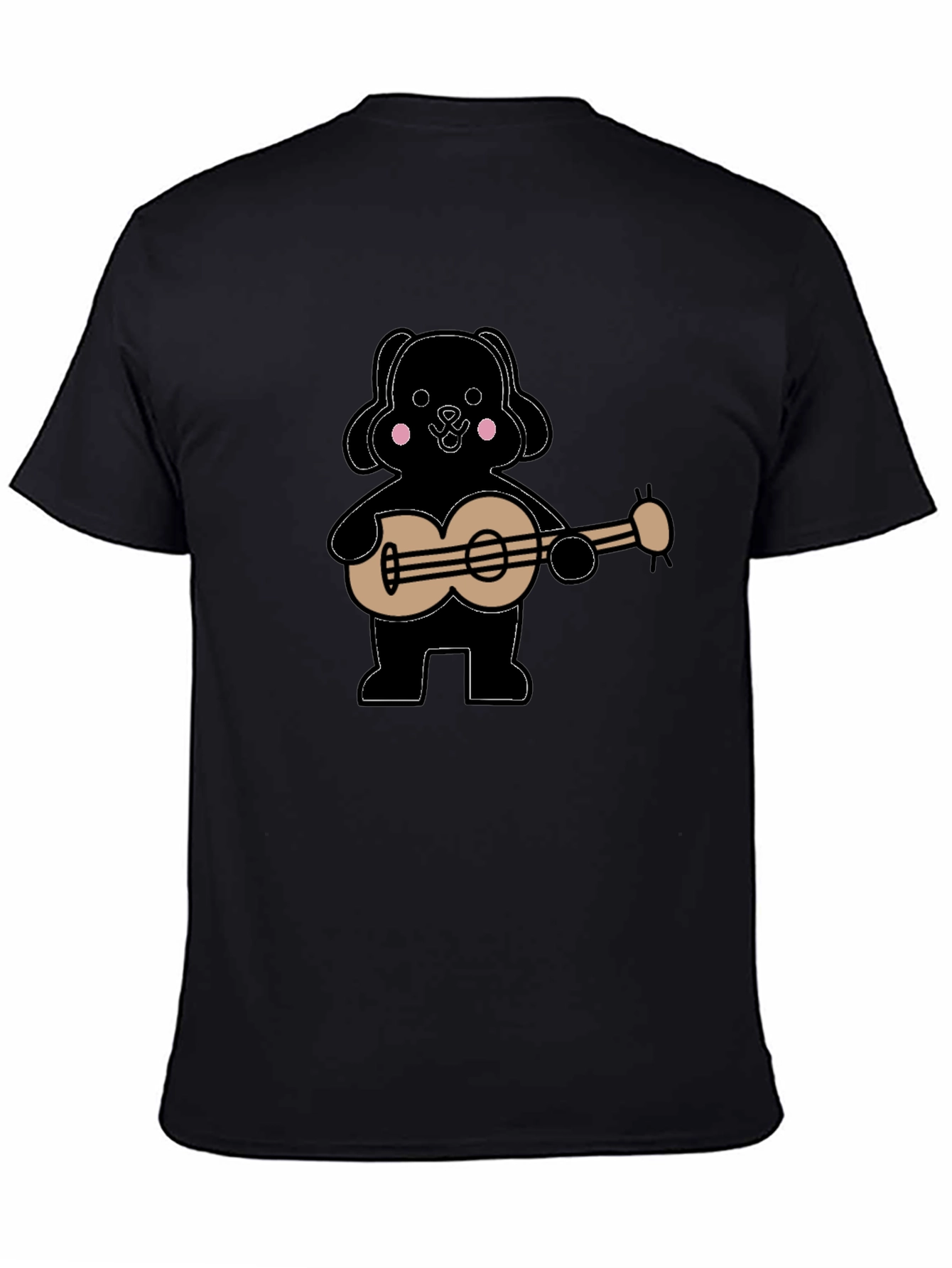 Dog Playing Guitar Graphic Tee - Black