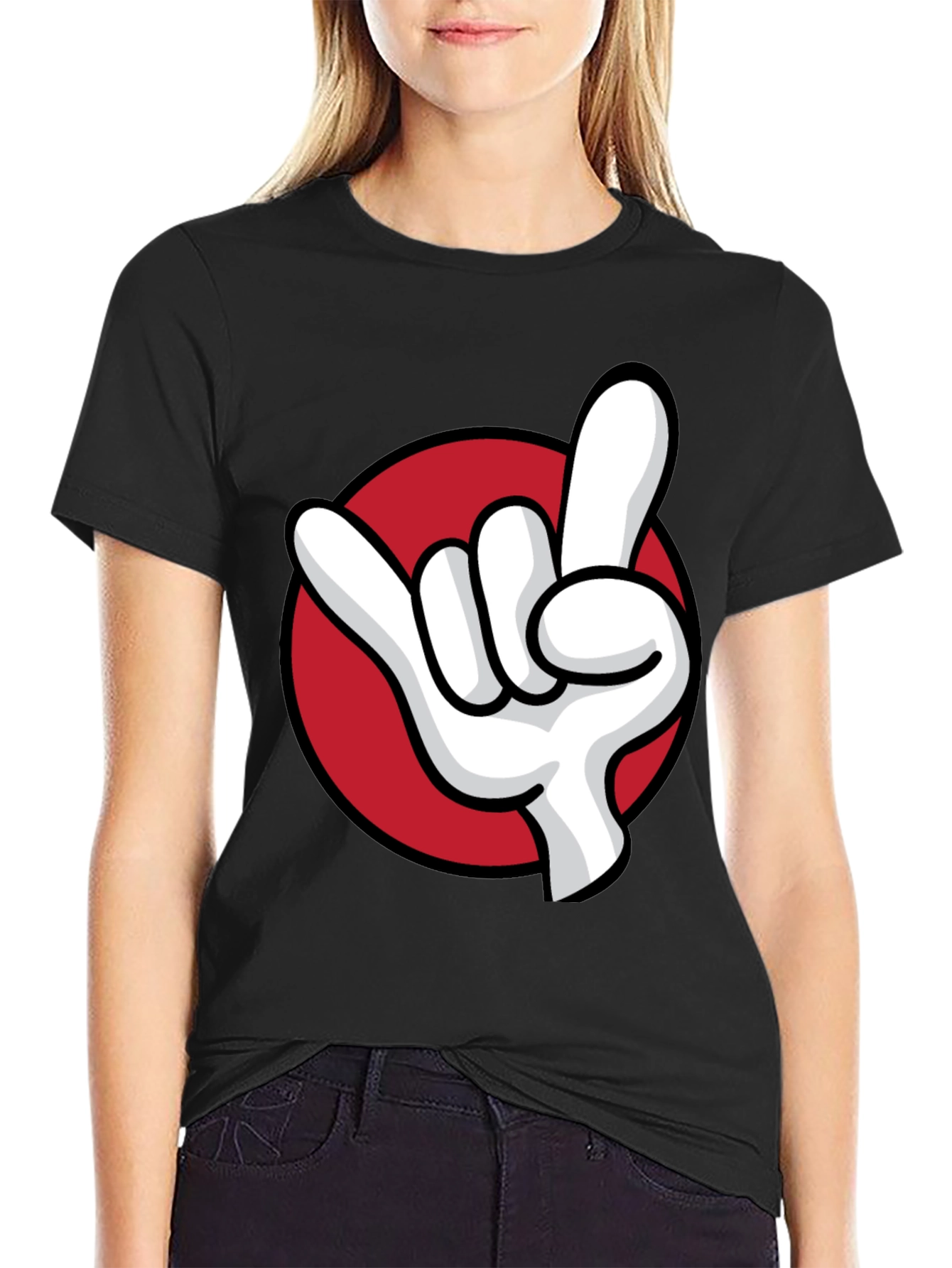 Rock On Hand Graphic Tee - Black Cotton T-Shirt