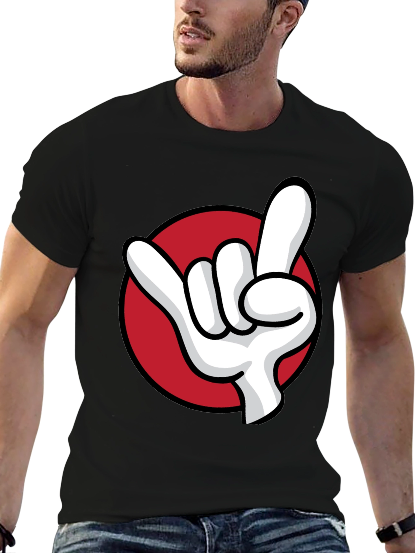Rock On Hand Graphic Tee - Black Cotton T-Shirt