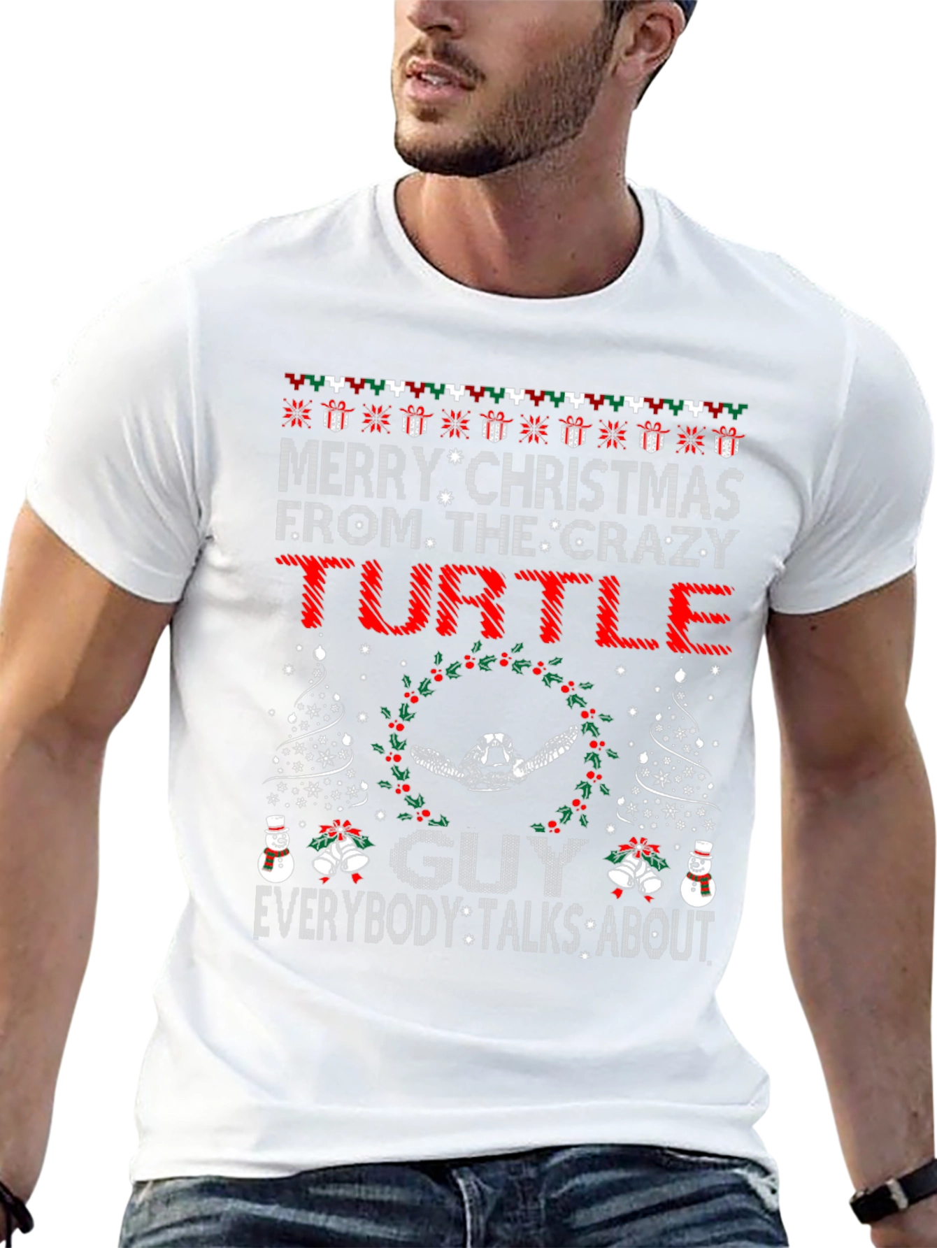 Crazy Turtle Guy Christmas T-Shirt