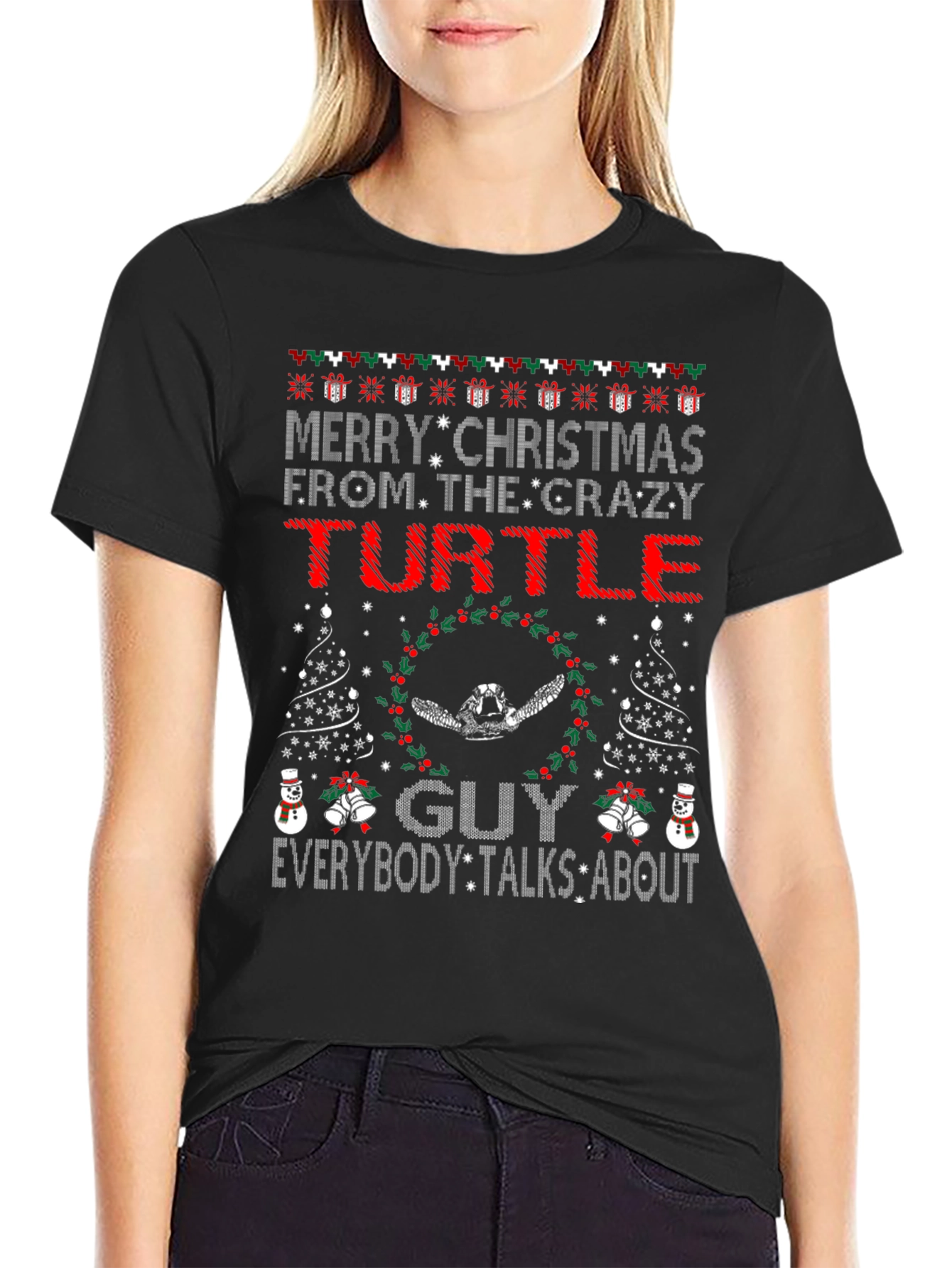 Crazy Turtle Guy Christmas T-Shirt