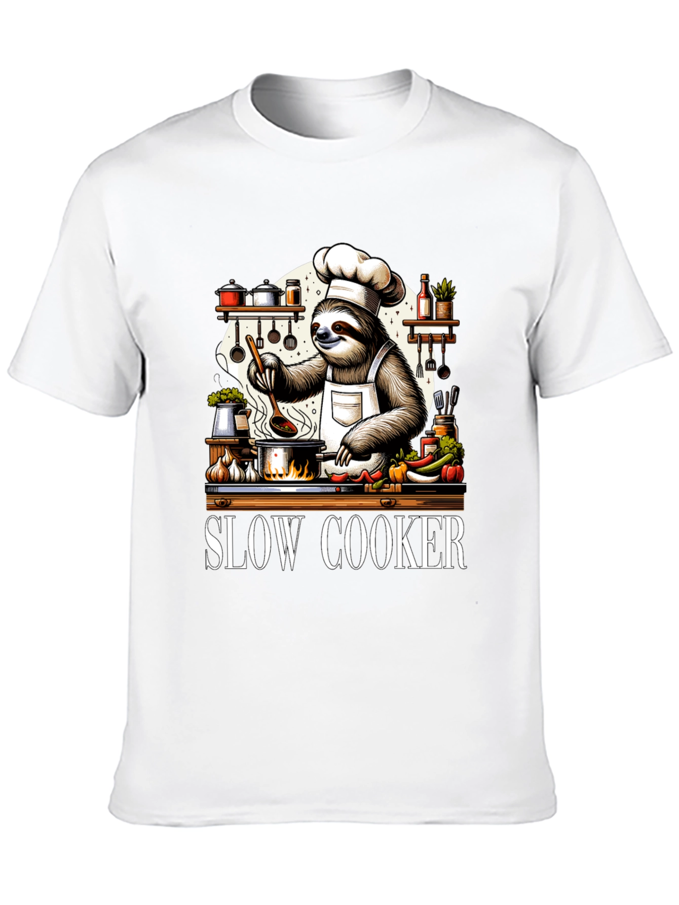Slow Cooker Sloth Chef T-Shirt