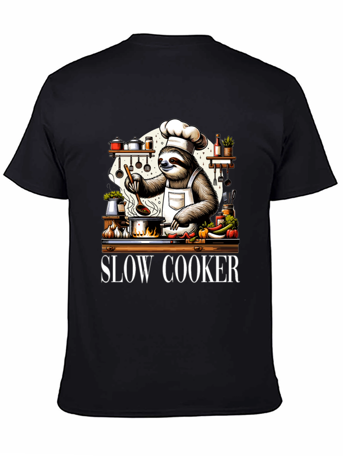 Slow Cooker Sloth Chef T-Shirt