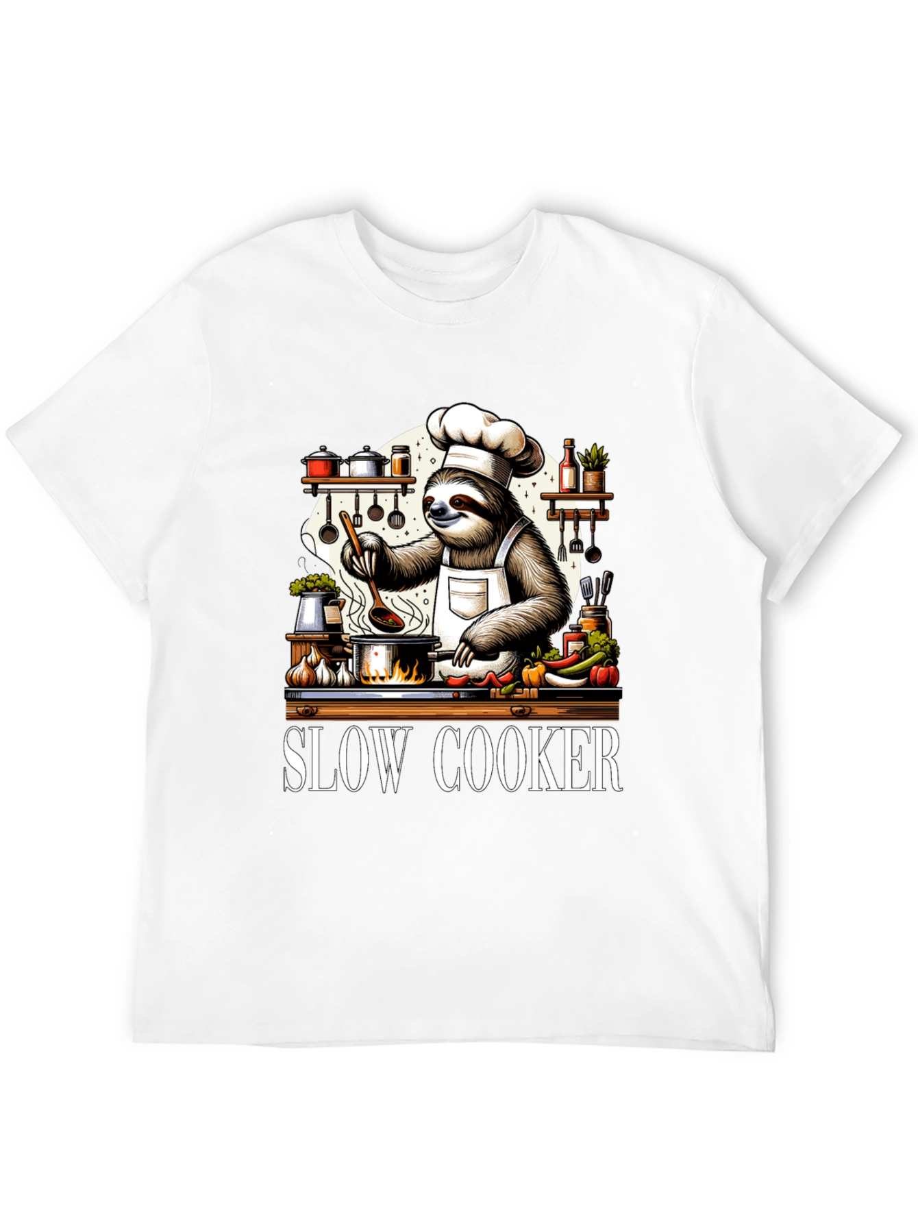 Slow Cooker Sloth Chef T-Shirt