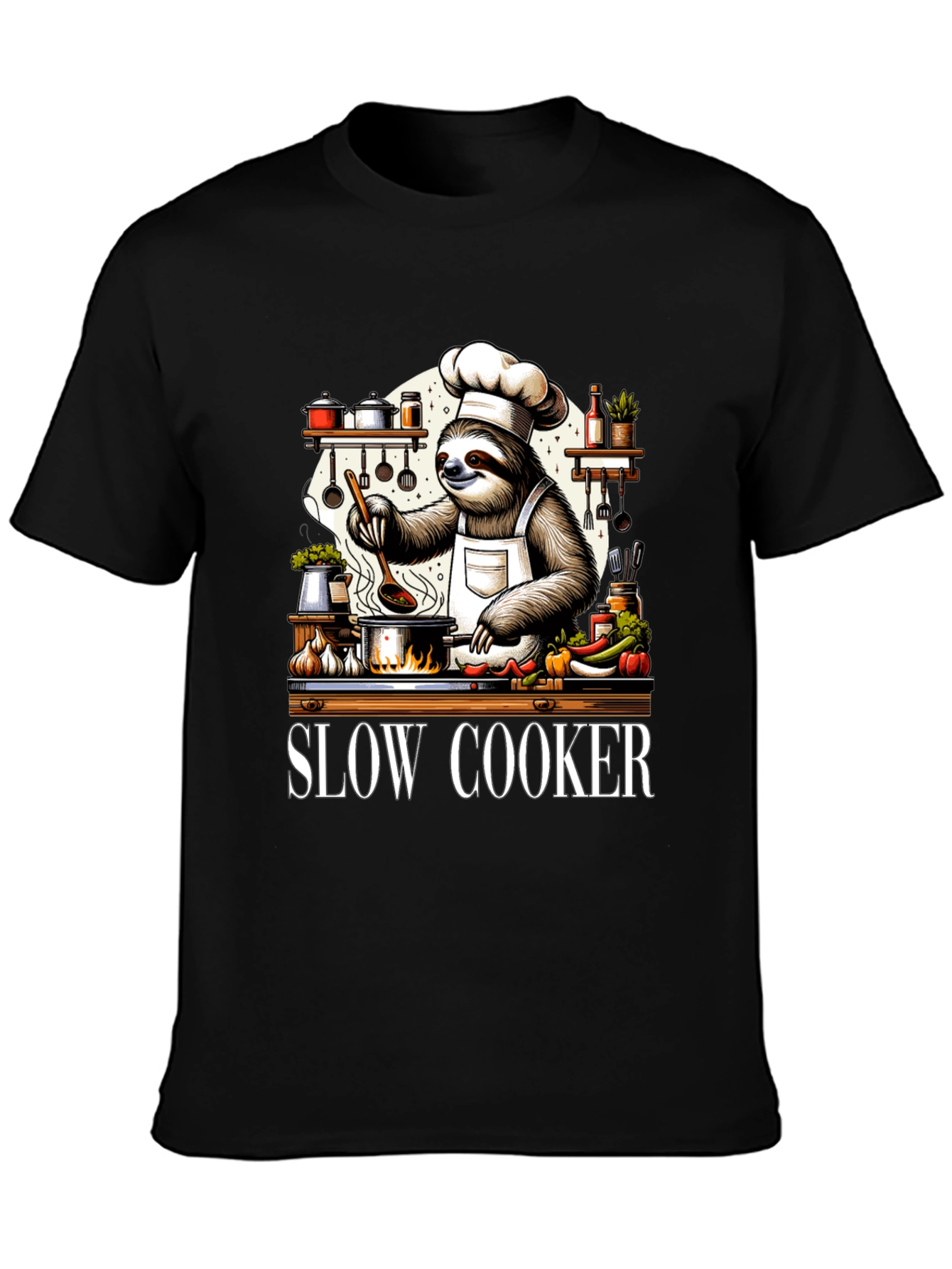 Slow Cooker Sloth Chef T-Shirt