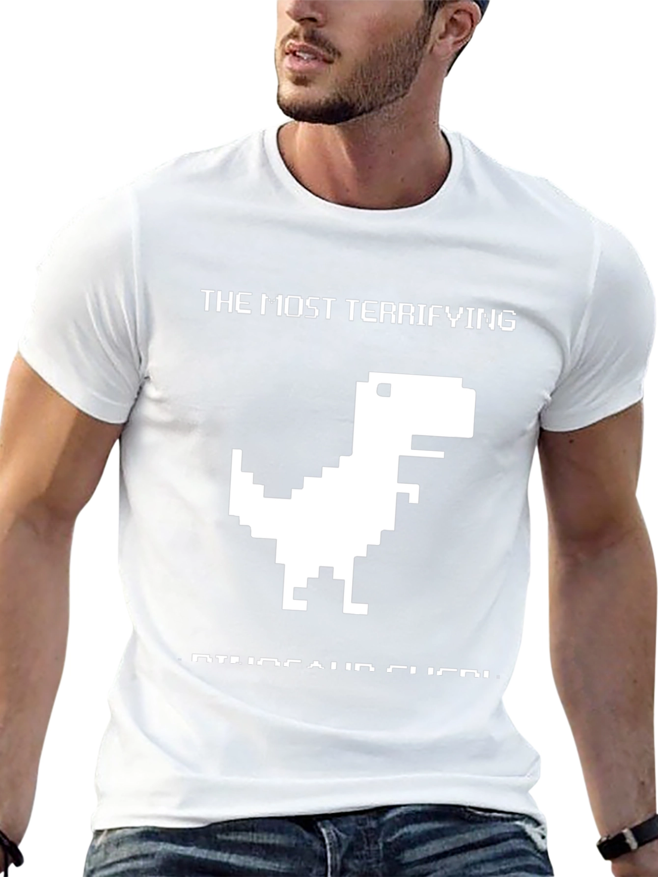 Terrifying Dinosaur Pixel Art Black T-Shirt