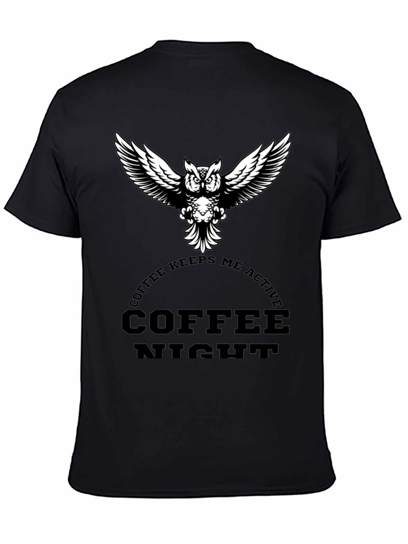 Coffee Night Owl Graphic Tee - Black