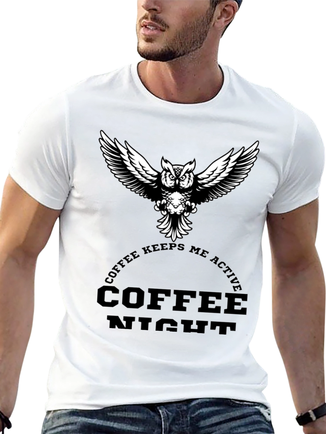 Coffee Night Owl Graphic Tee - Black