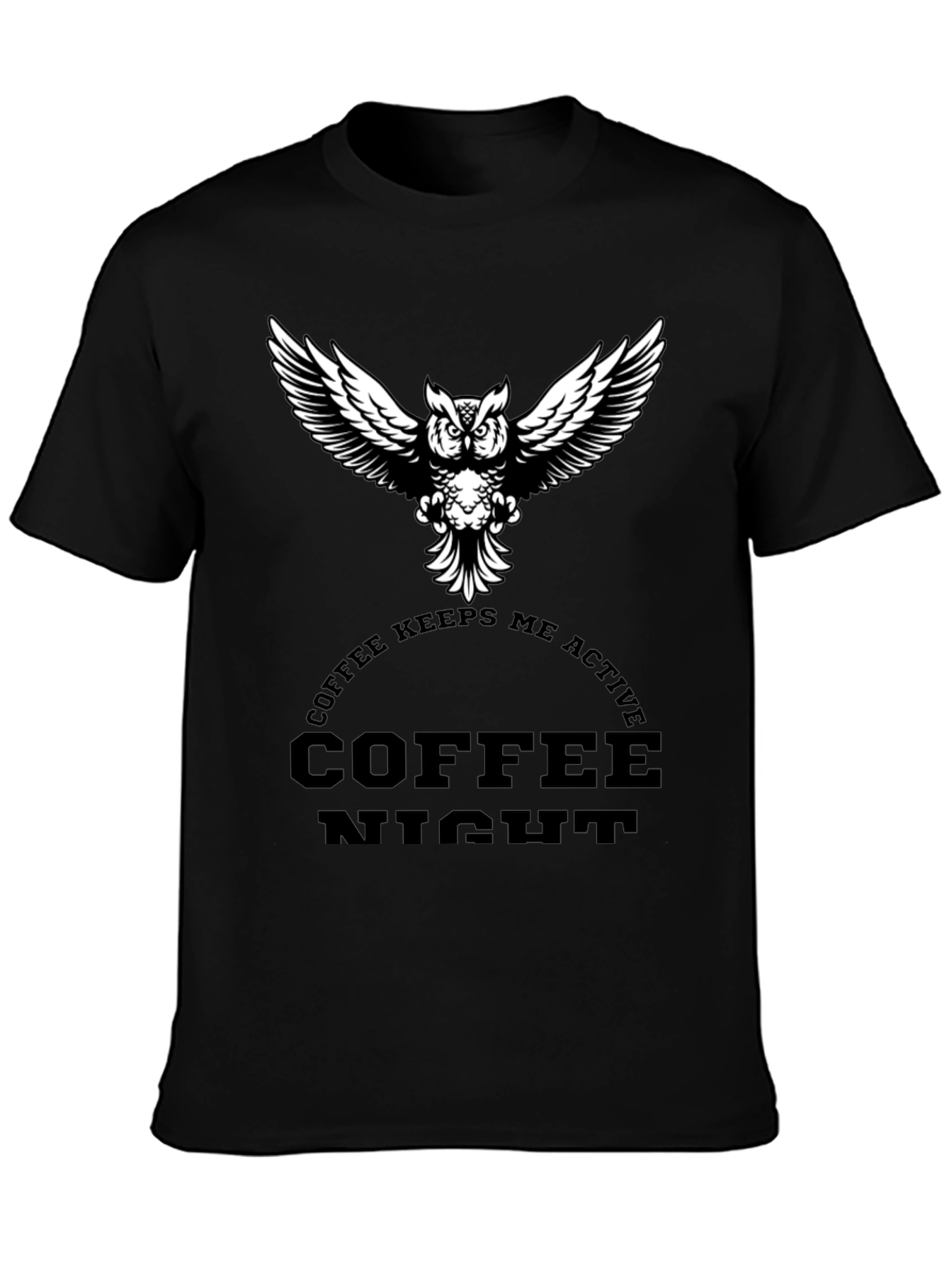 Coffee Night Owl Graphic Tee - Black