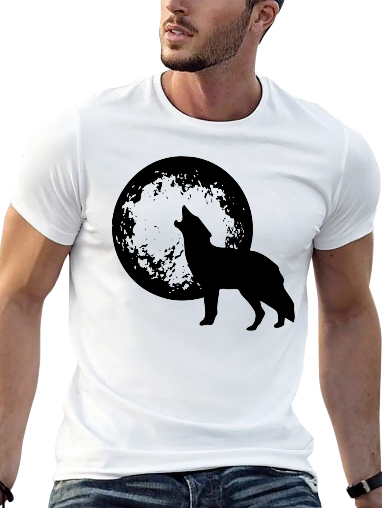 Wolf Howling at Moon Graphic T-Shirt