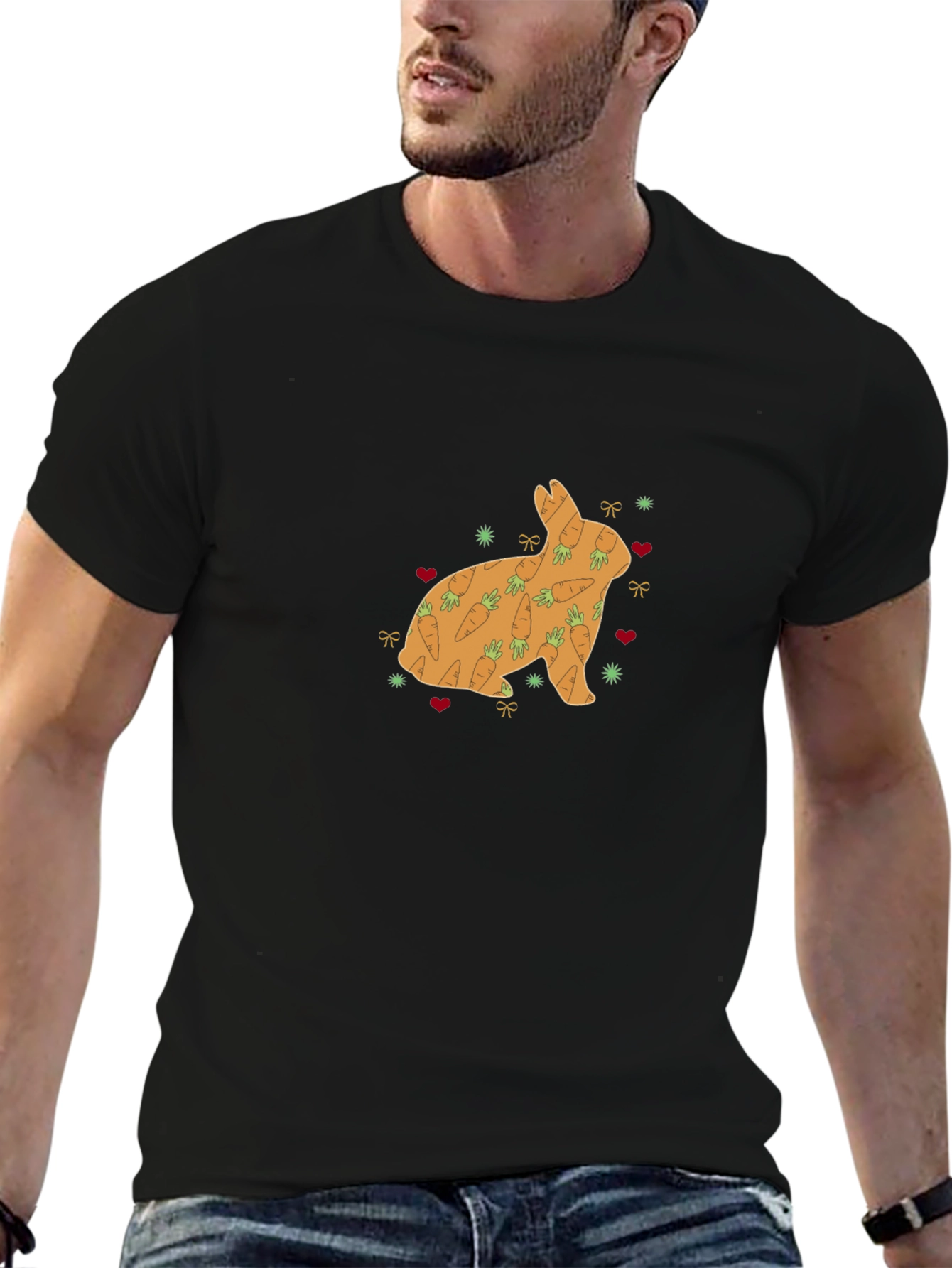 Bunny Carrots Graphic Tee - Black Cotton Blend