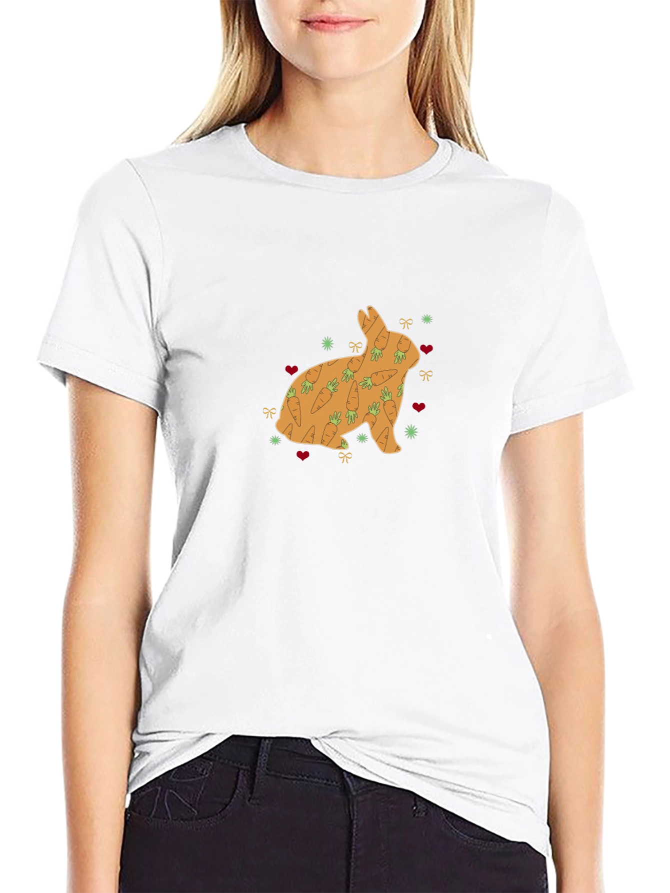 Bunny Carrots Graphic Tee - Black Cotton Blend