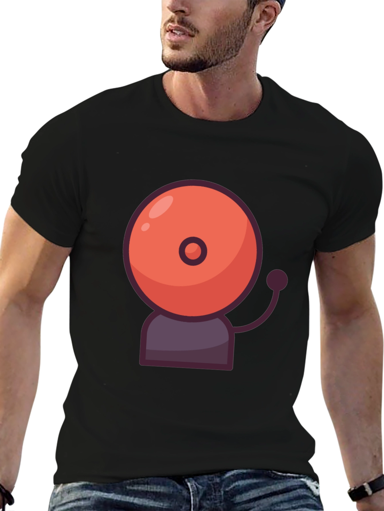 Ringing School Bell Graphic Tee - Black Cotton T-Shirt