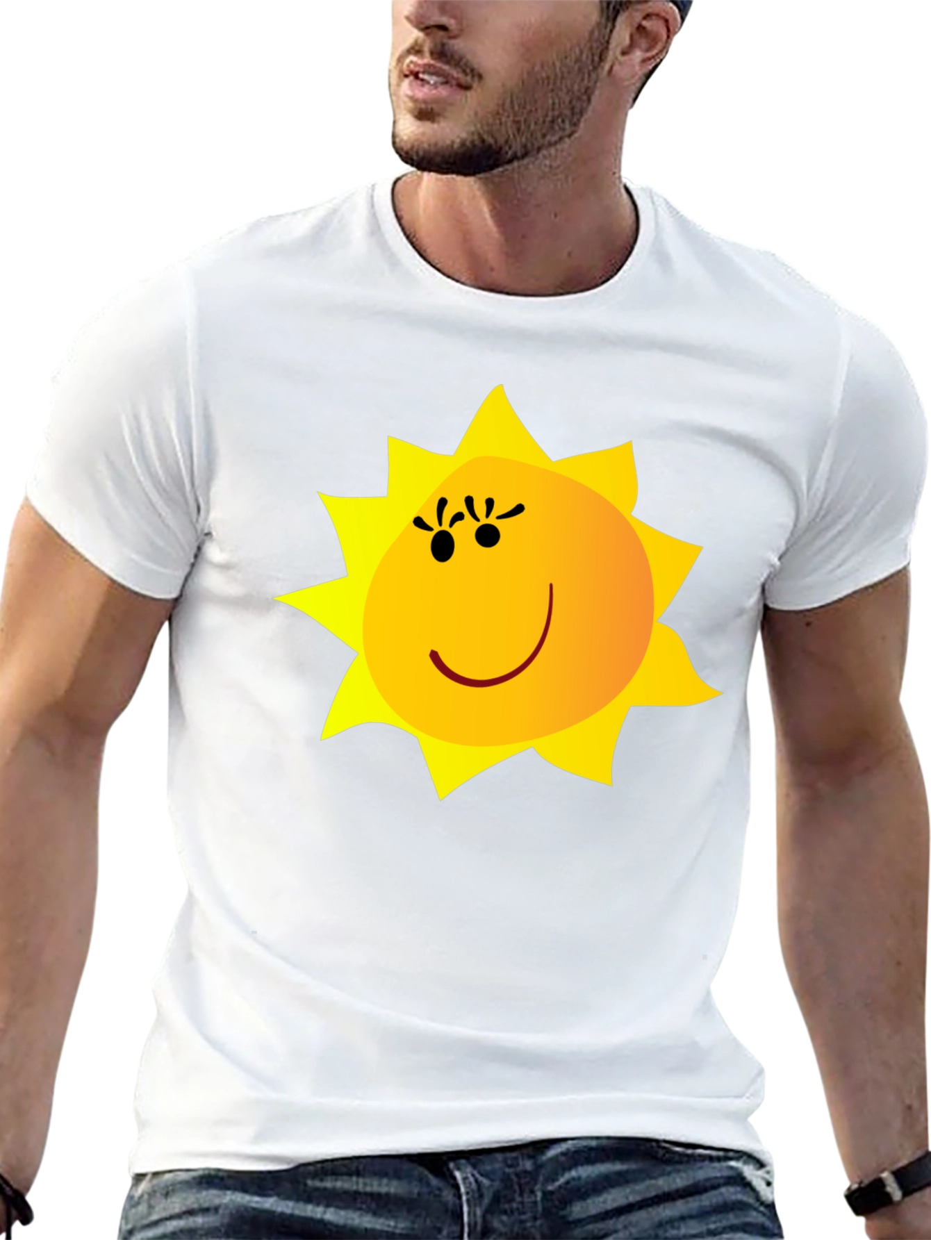 Happy Sun Graphic Tee - Black Cotton Blend