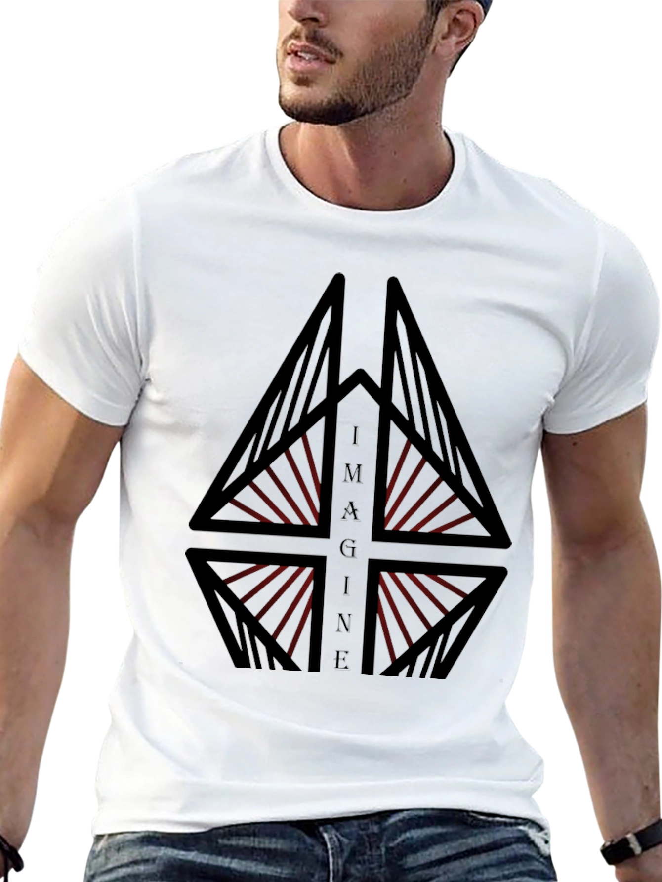 Imagine Graphic Tee - Modern Geometric Design
