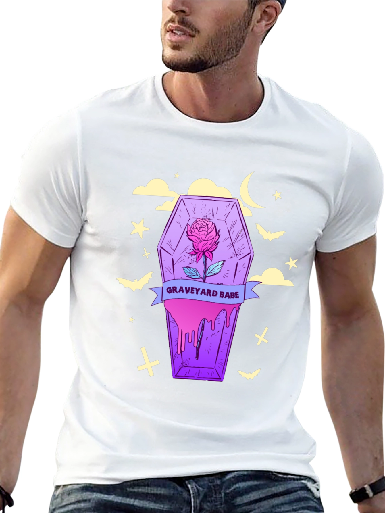 Graveyard Babe T-Shirt: Spooky Coffin Rose Tee