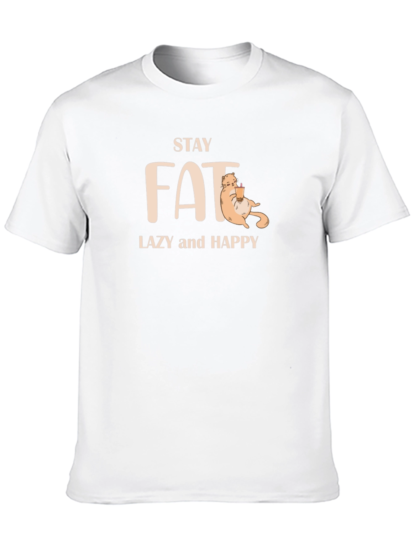 Stay Fat Lazy & Happy Black T-Shirt
