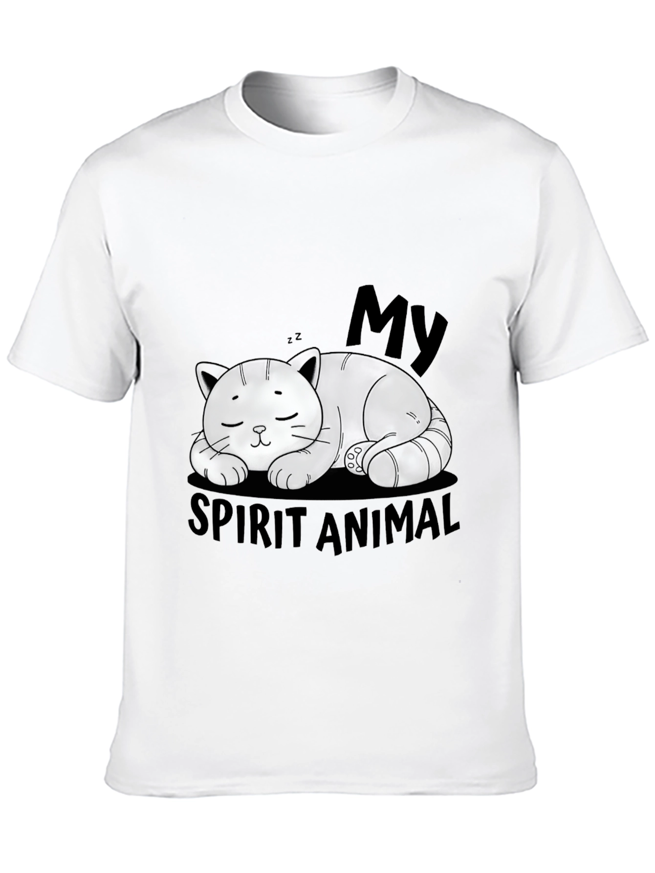 My Spirit Animal Cat Black Graphic T-Shirt