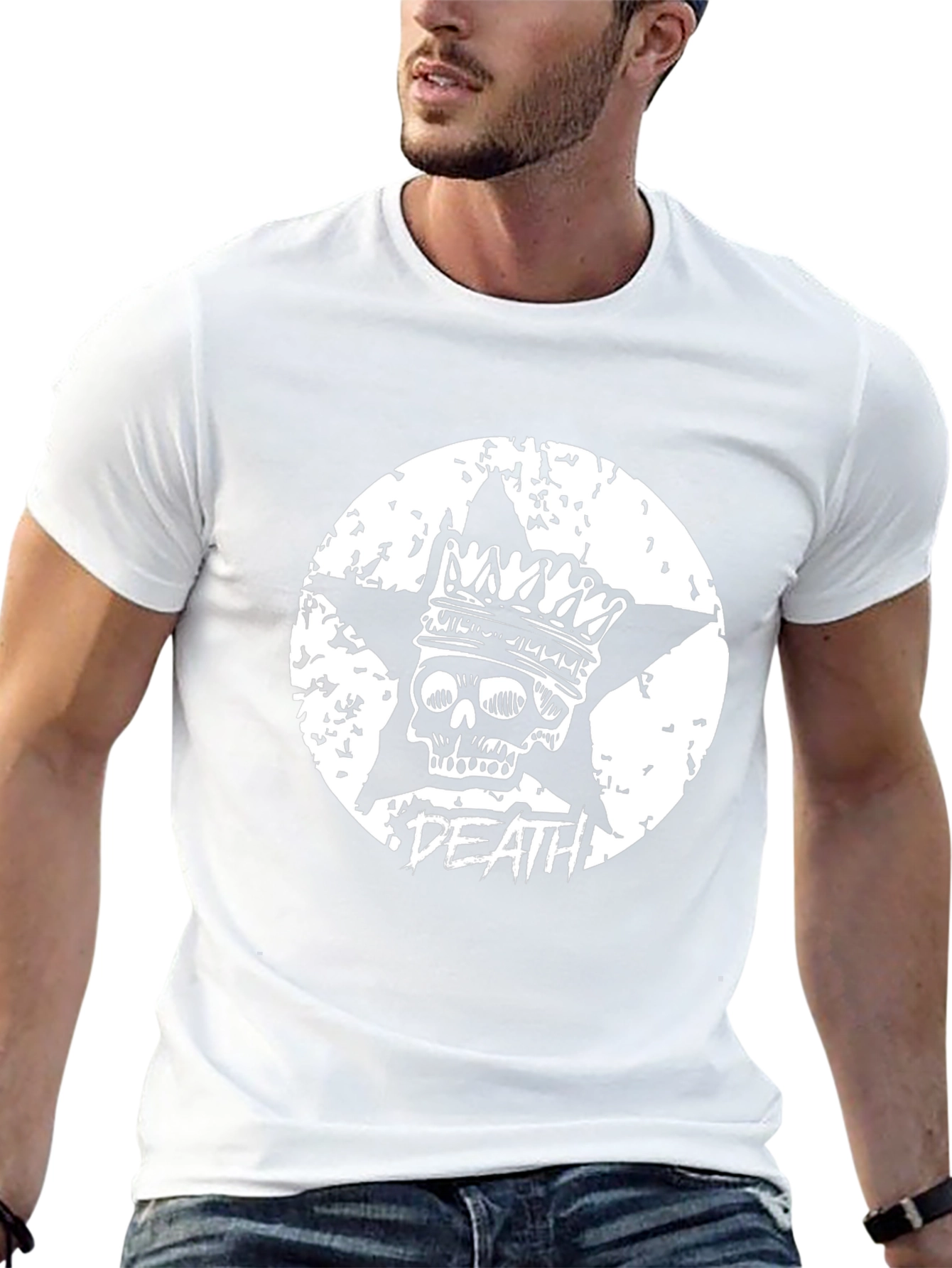 Skull Crown Death Star T-Shirt - Grunge Style