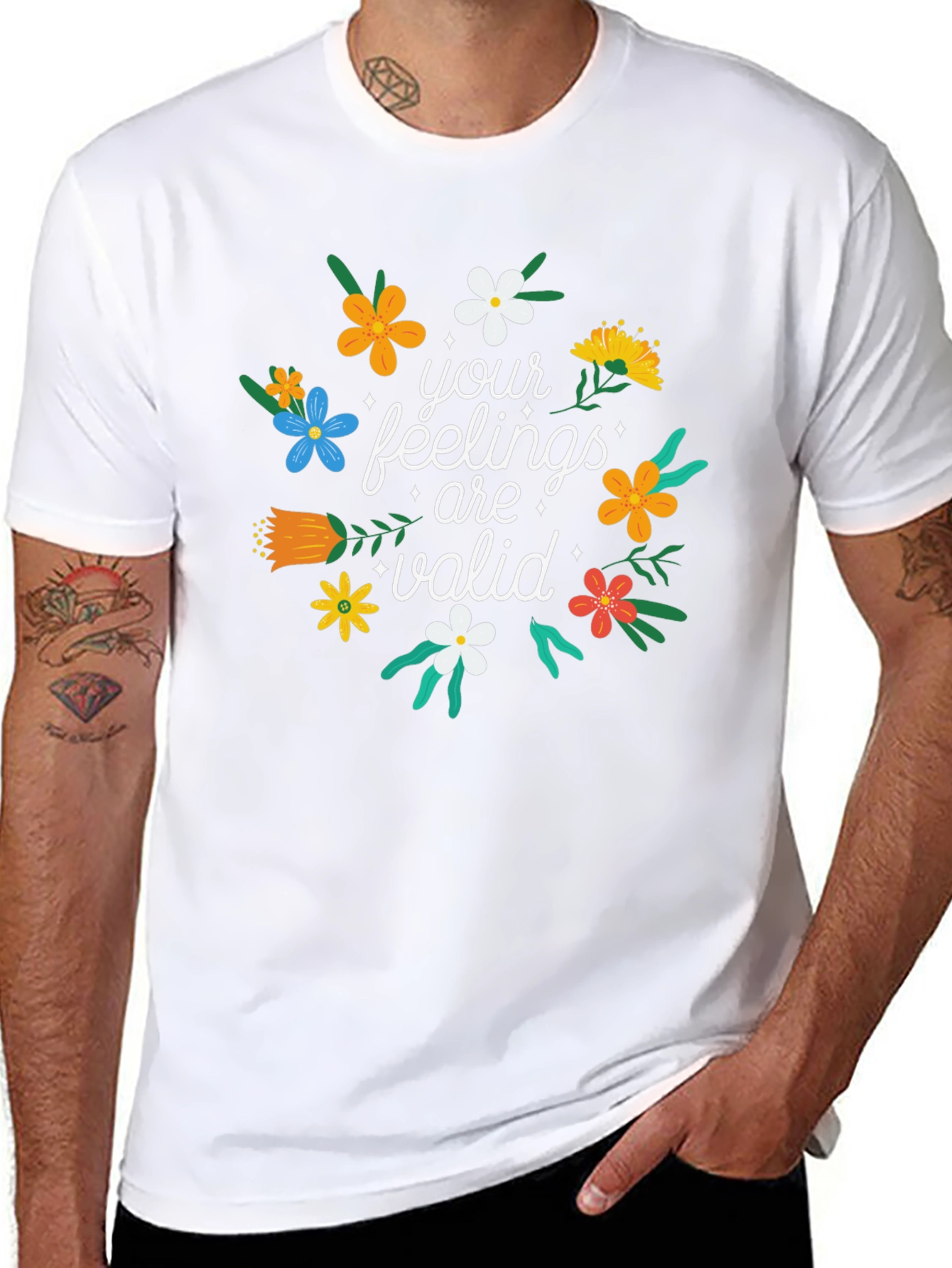 Floral Your Feelings Are Valid Graphic T-Shirt