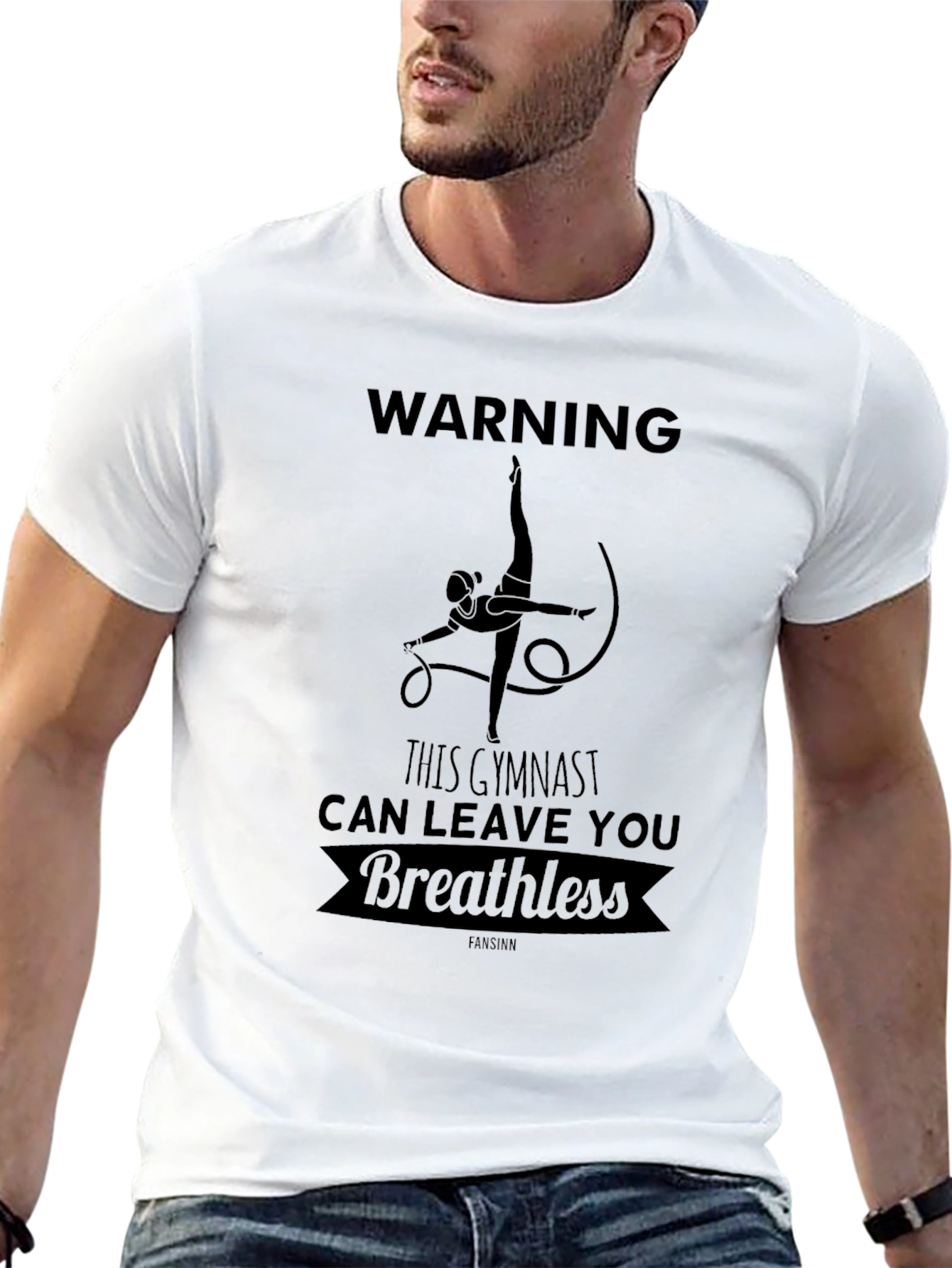 Warning Gymnast Breathless Black Graphic Tee