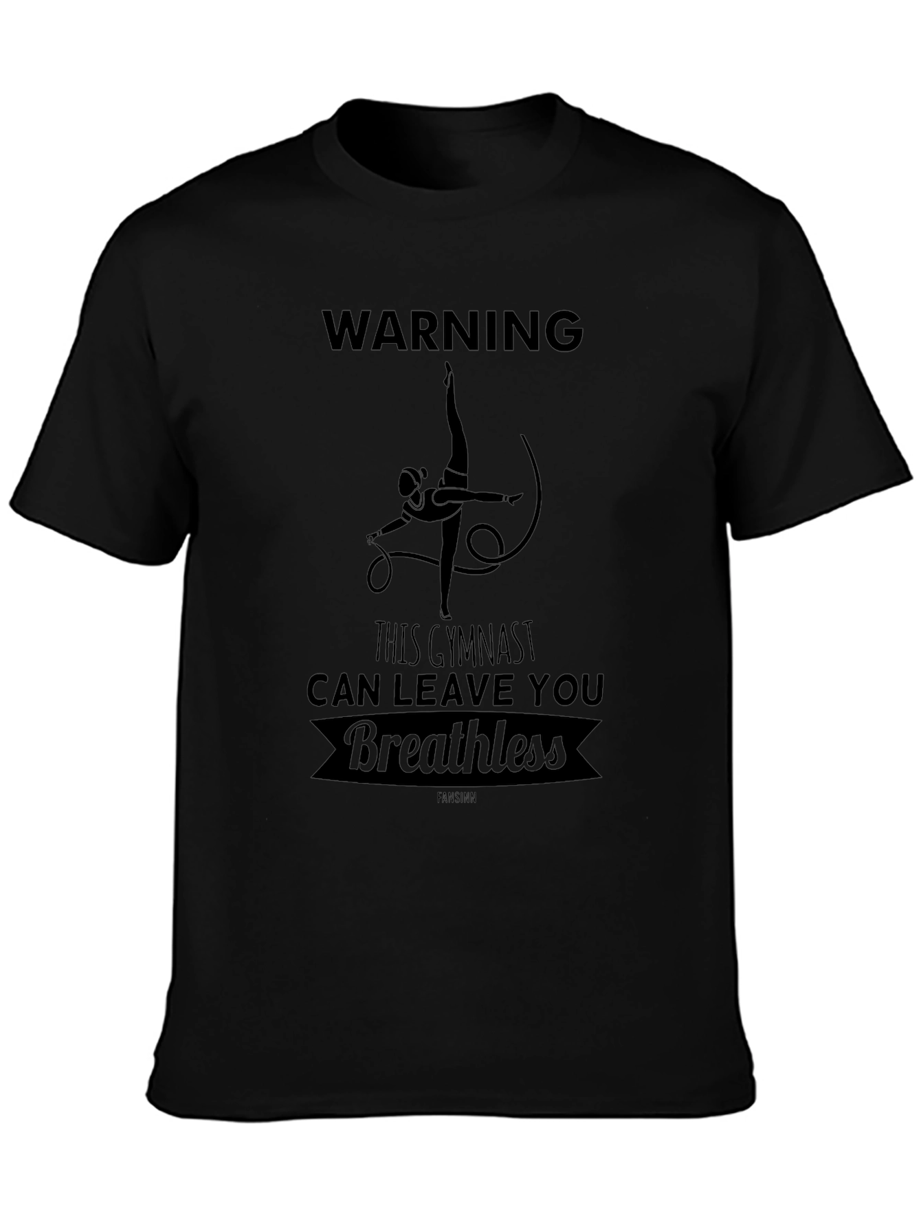 Warning Gymnast Breathless Black Graphic Tee