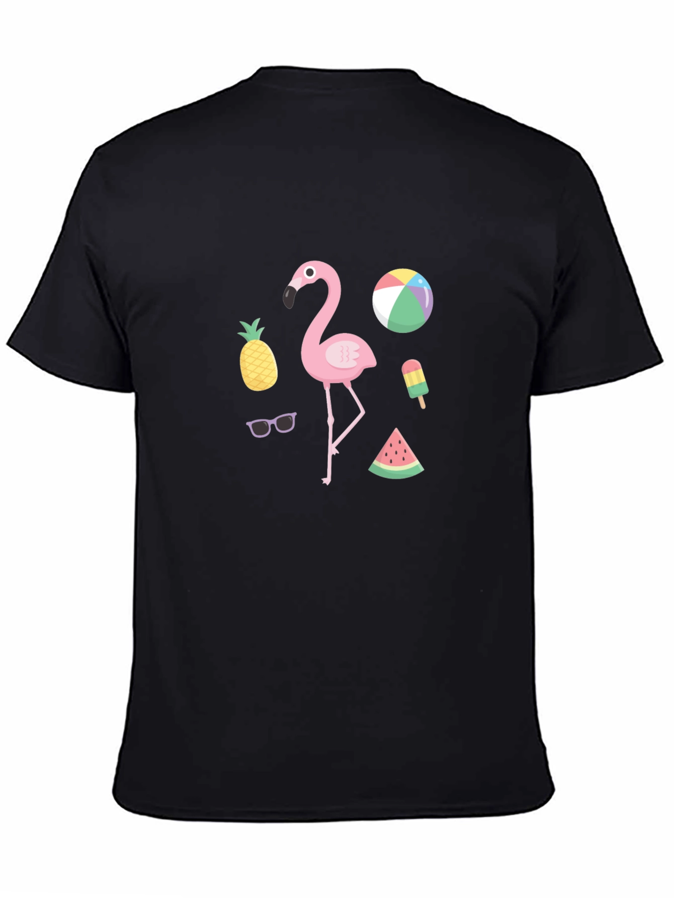 Summer Fun Graphic Tee - Flamingo & Fruit Design