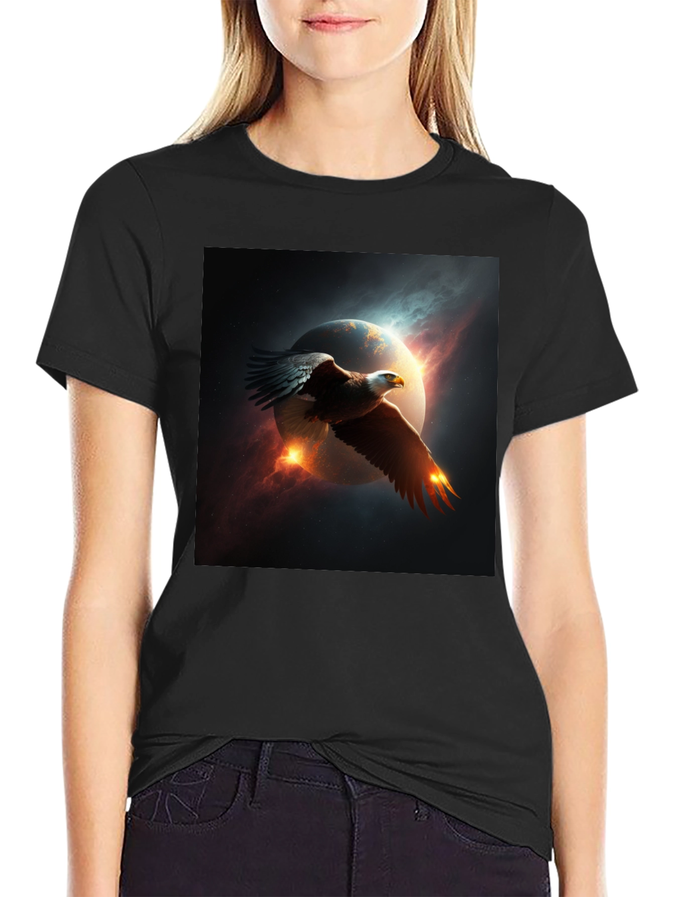 Eagle Space Graphic Black T-Shirt