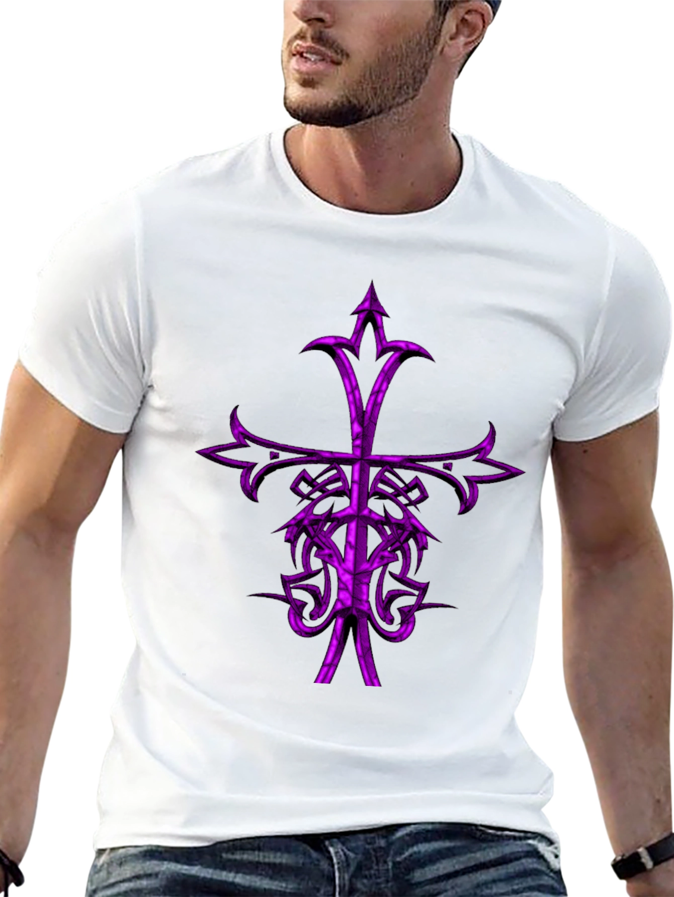 Gothic Purple Cross Graphic Tee