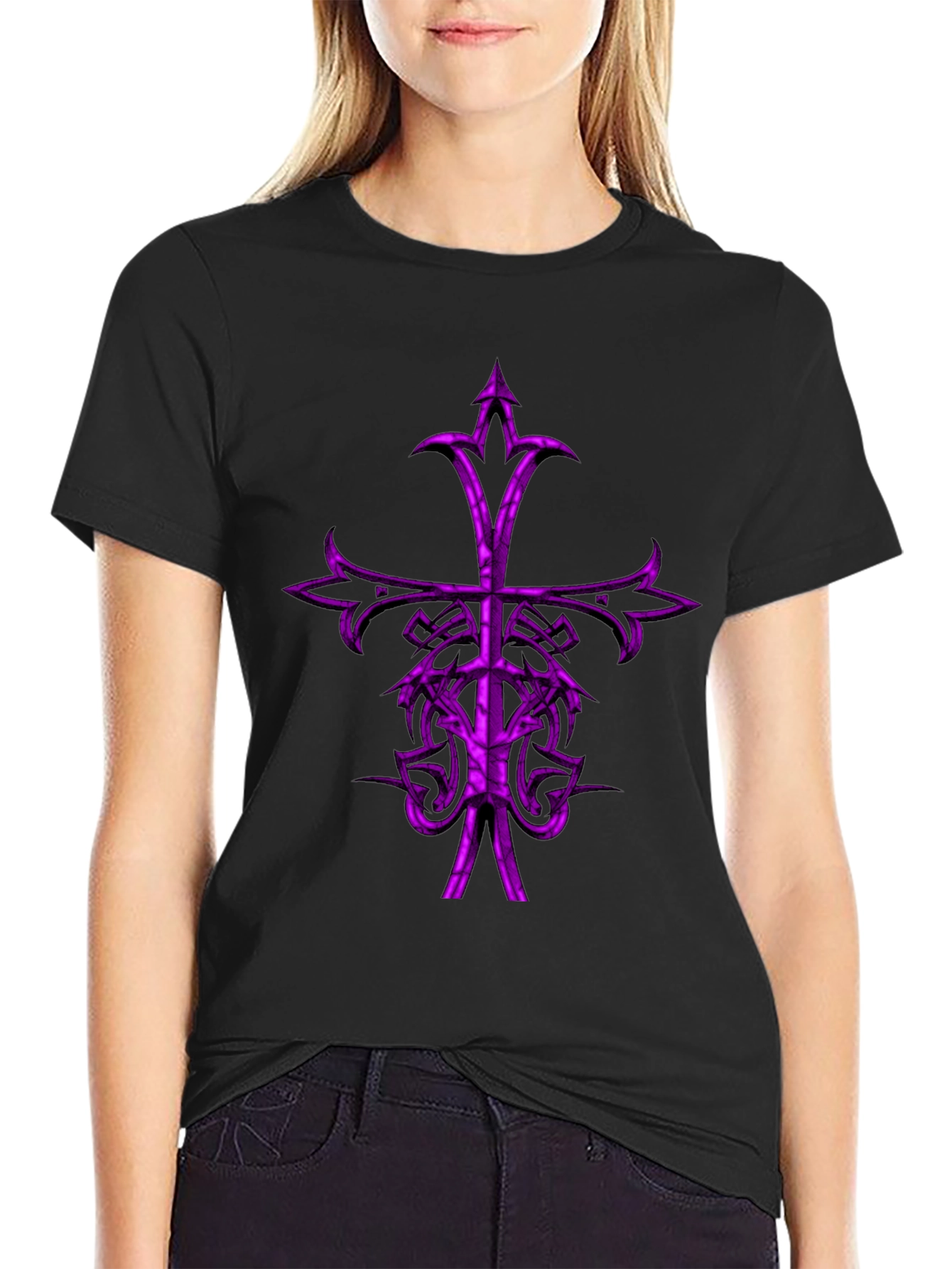 Gothic Purple Cross Graphic Tee