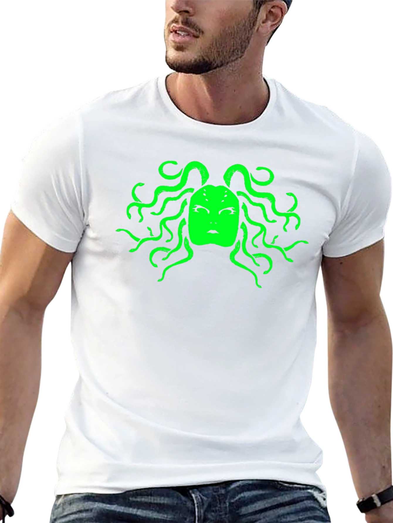 Medusa Graphic Tee - Bold Black Cotton T-Shirt