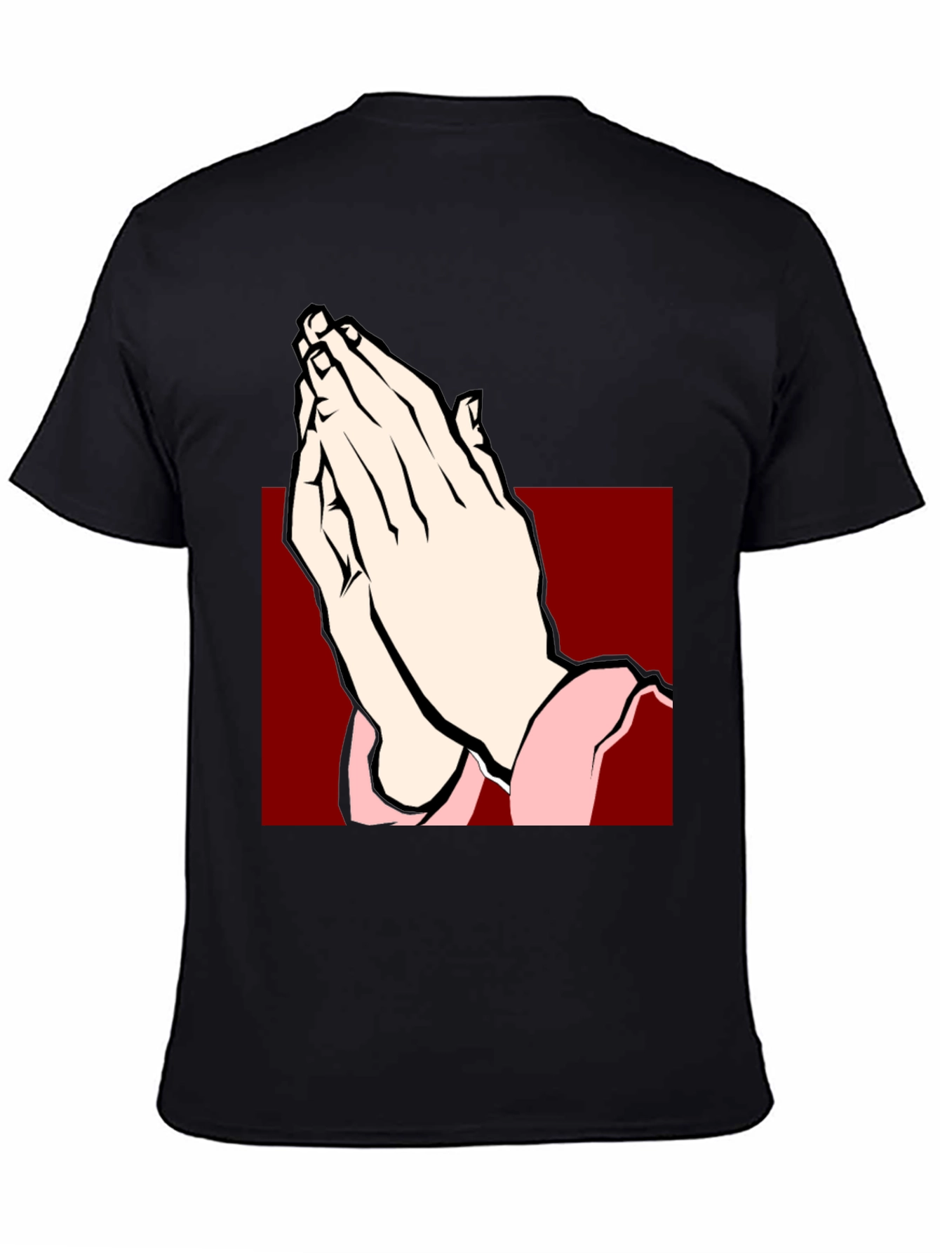 Praying Hands Graphic Tee - Black Cotton T-Shirt