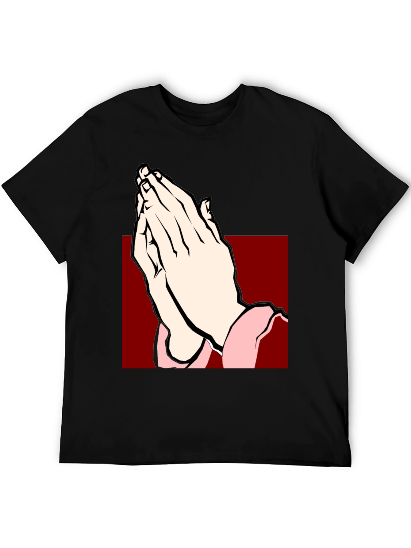 Praying Hands Graphic Tee - Black Cotton T-Shirt