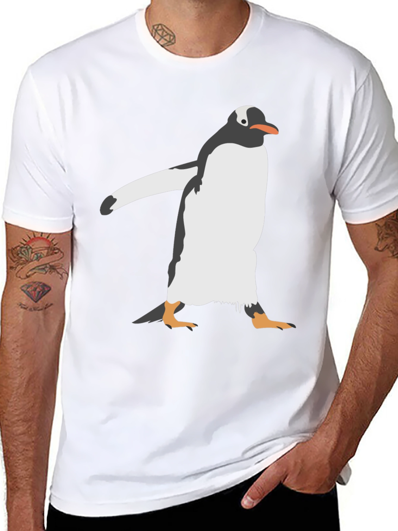 Penguin Graphic Print Black T-Shirt