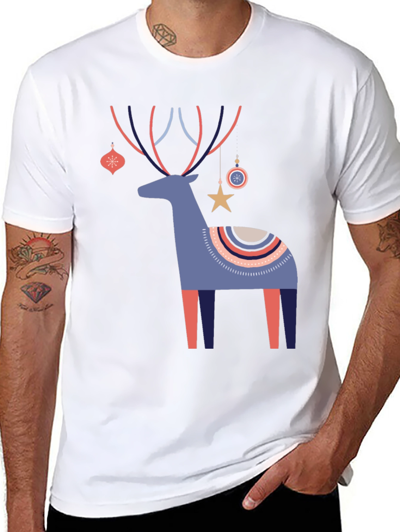 Festive Reindeer Graphic Tee - Holiday Cheer