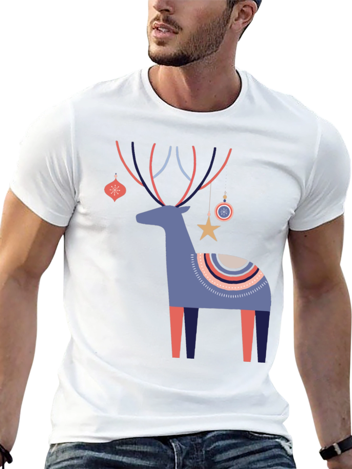 Festive Reindeer Graphic Tee - Holiday Cheer