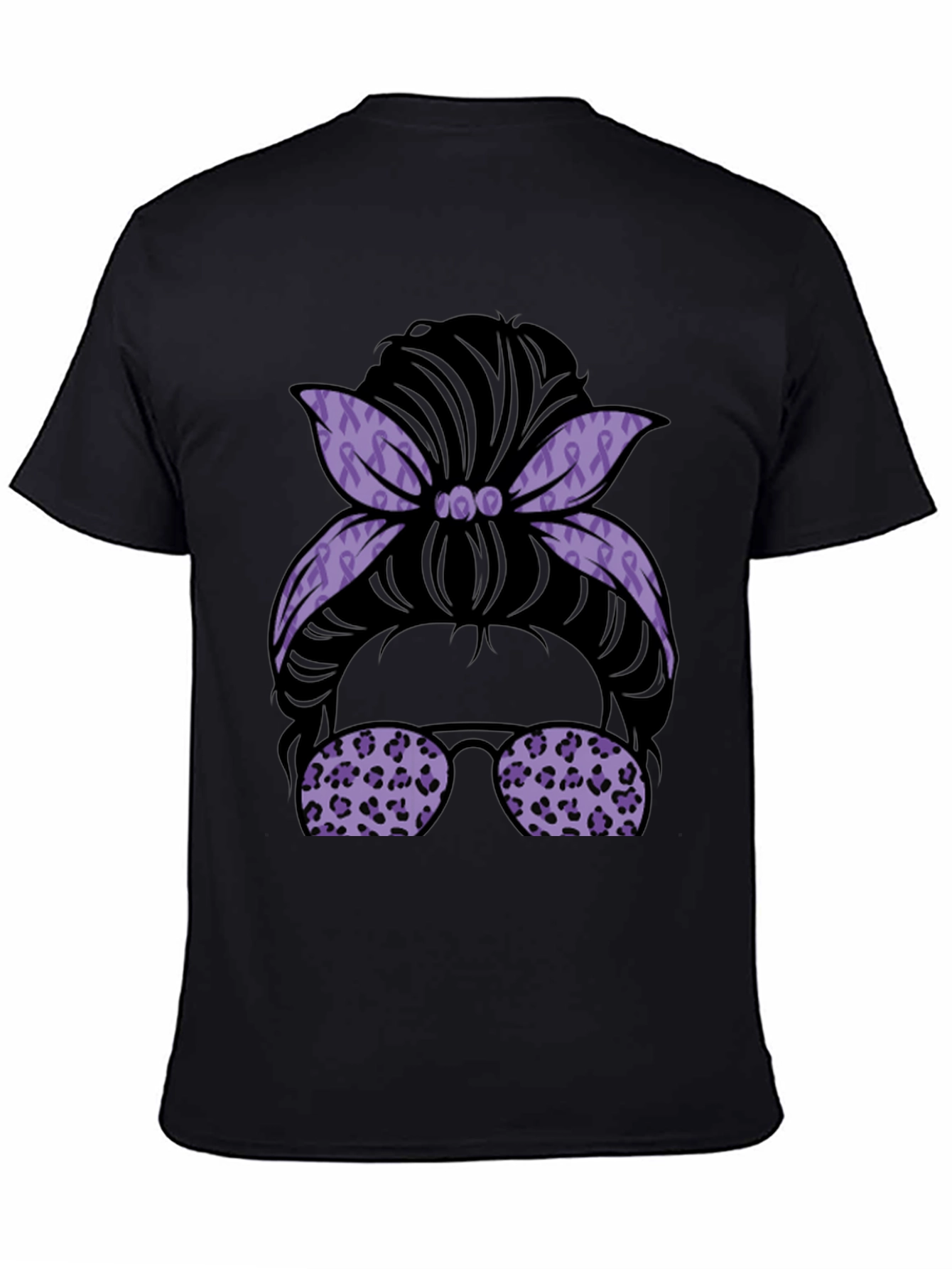 Purple Ribbon Messy Bun Graphic Tee