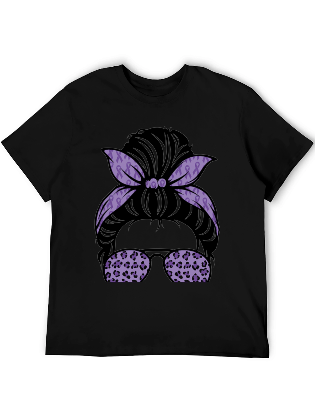 Purple Ribbon Messy Bun Graphic Tee