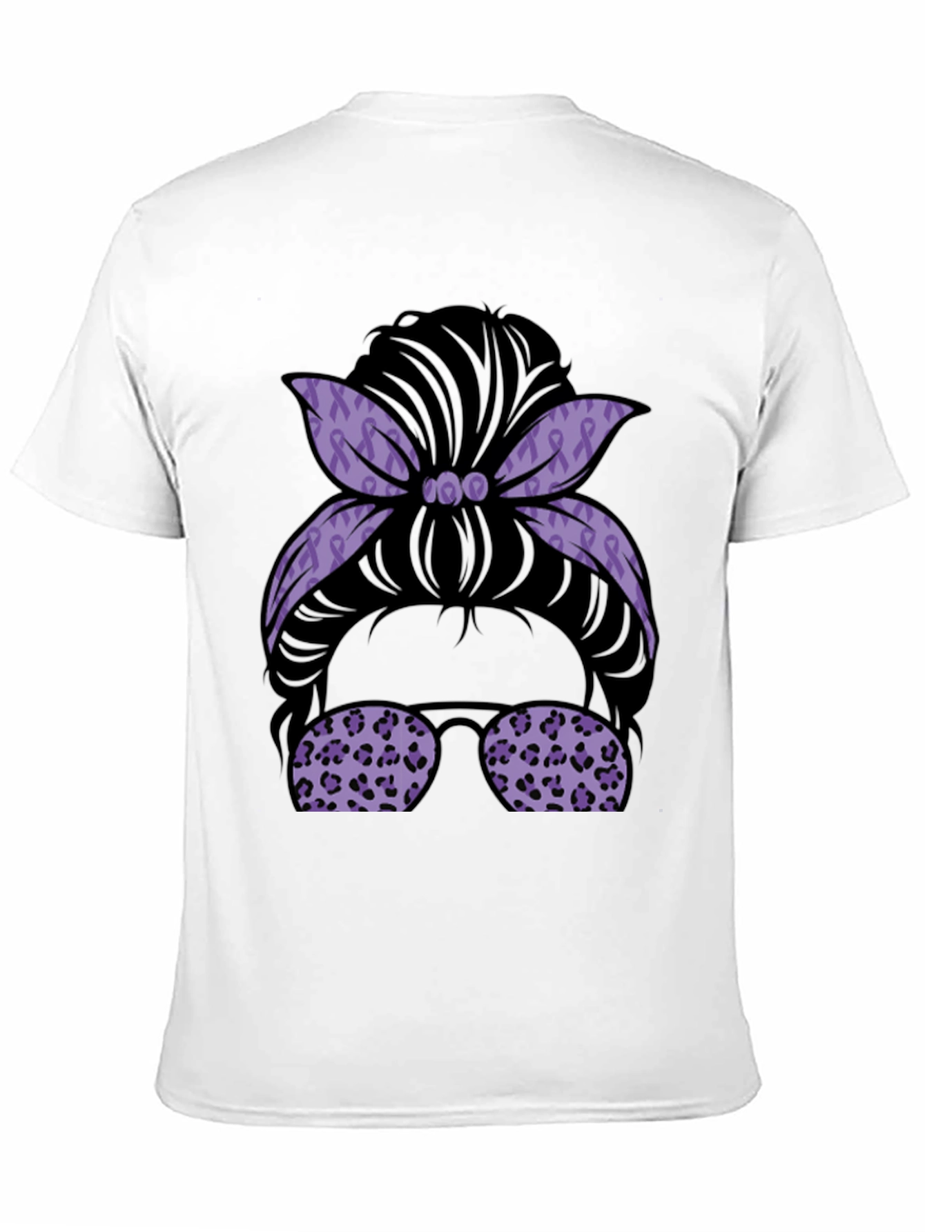 Purple Ribbon Messy Bun Graphic Tee