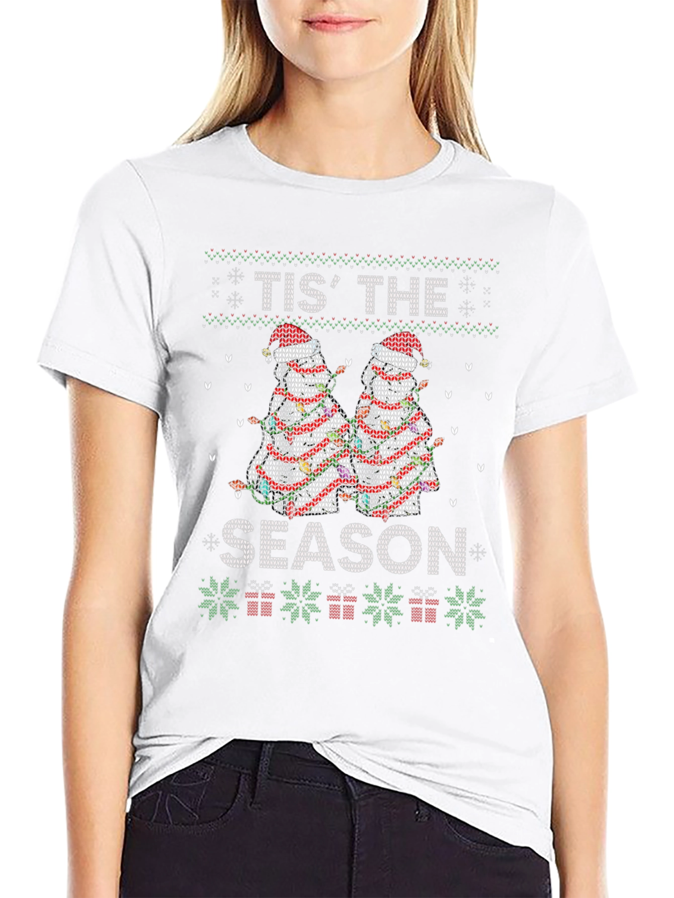 Holiday Llama T-Shirt: Tis the Season Knit Design