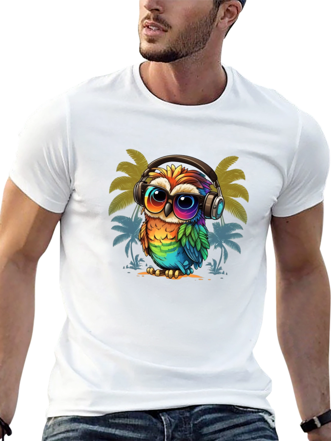 Cool Owl Graphic Tee - Tropical Vibe