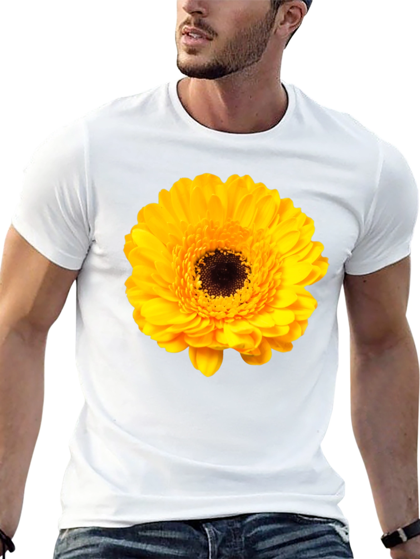 Floral Graphic Tee: Yellow Gerbera T-Shirt