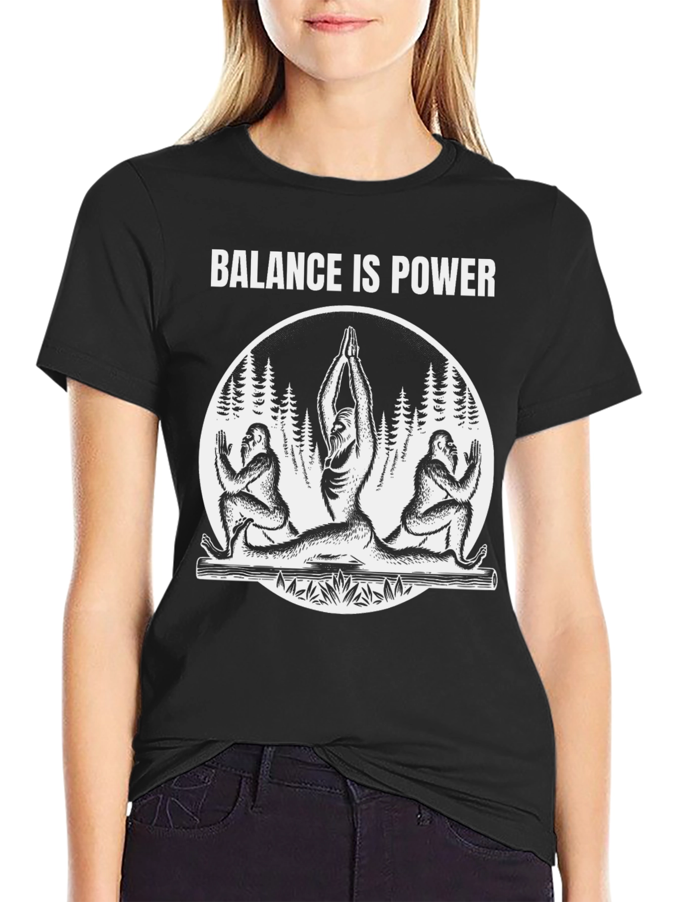 Balance Is Power Bigfoot Yoga Tee