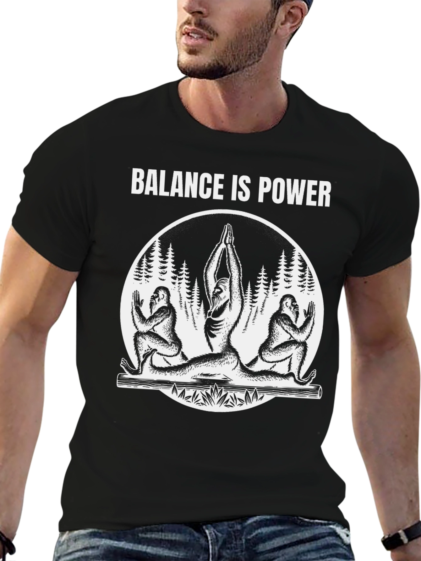 Balance Is Power Bigfoot Yoga Tee