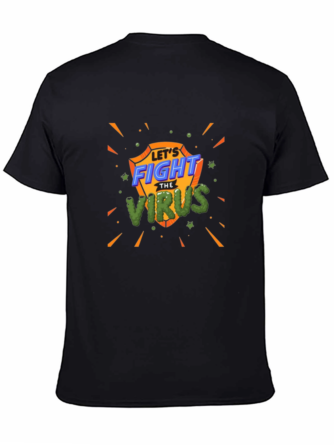 Fight The Virus T-Shirt - Shield Design Black Tee