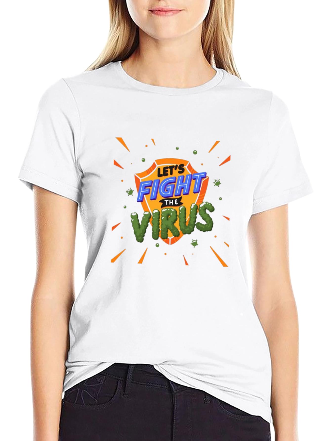 Fight The Virus T-Shirt - Shield Design Black Tee