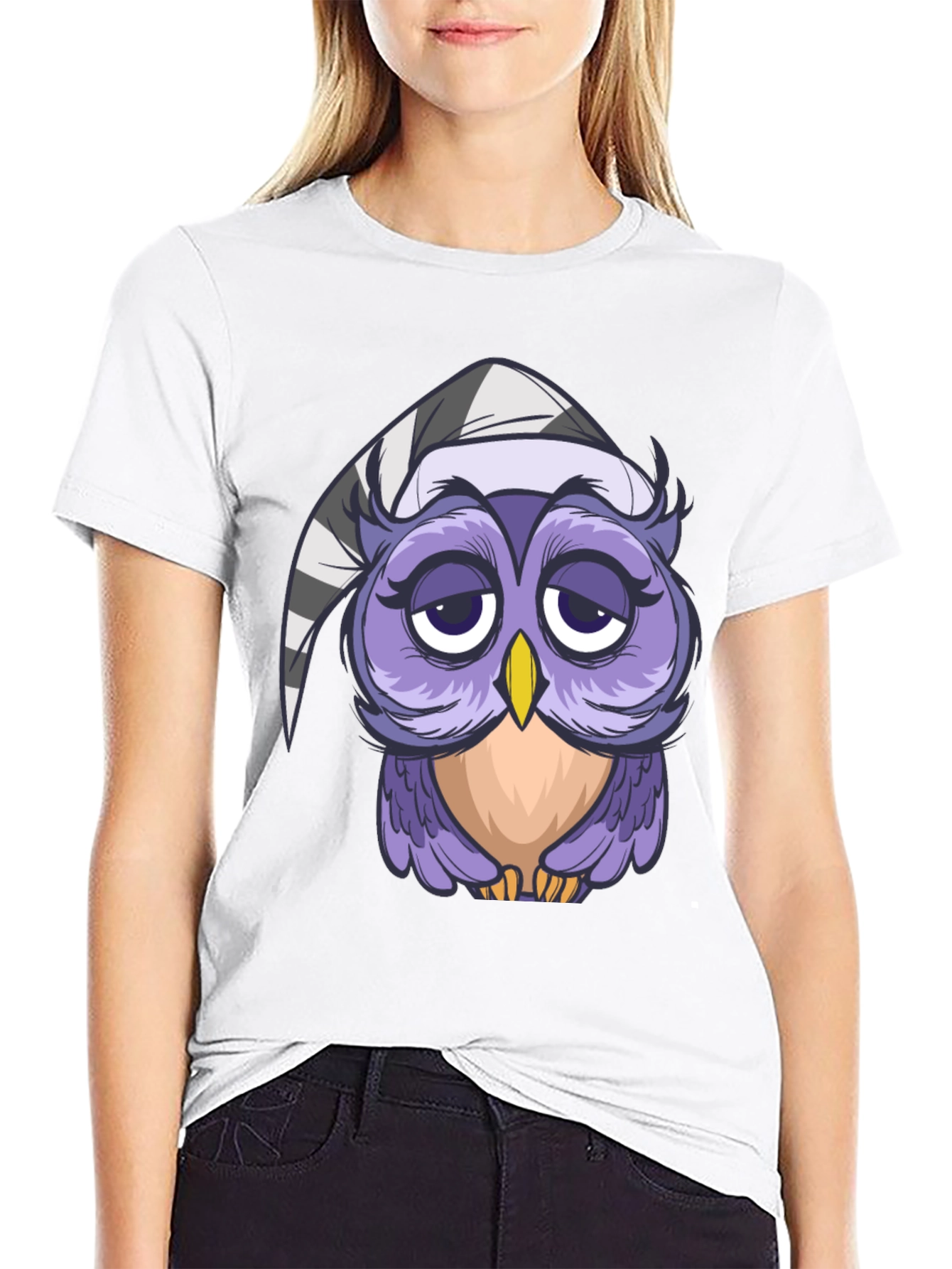 Sleepy Owl T-Shirt - Cute Cartoon Design
