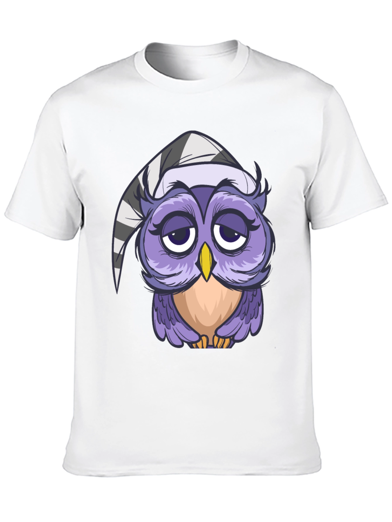 Sleepy Owl T-Shirt - Cute Cartoon Design
